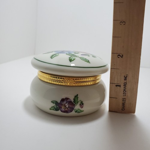 Partylite Vintage Trinket Jewelry Vanity Box Porcelain Hinged Floral - Picture 9 of 9