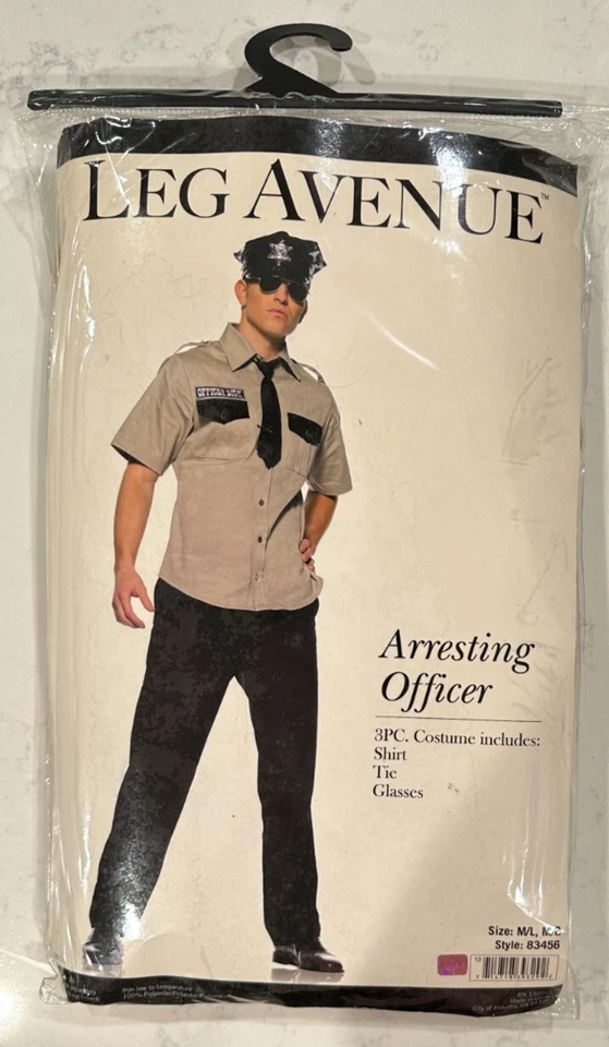 Men's Police Costume WITH Glasses AND Tie, Size M/L, BRAND NEW, Leg Avenue - Image 2 of 4