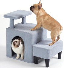 3 in 1 Dog Cat Stairs for Bed Couch, Small Steps Non Slip for Older Dogs Cats