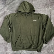 Men's Vintage Y2K Carhartt Moss Green Spellout Hoodie Pullover Sweatshirt Sz L
