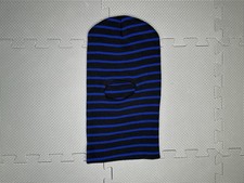 Vtg 80s 90s Balaclava Beanie Ski Mask Striped Black Blue