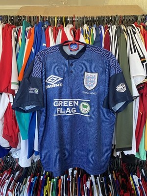 ENGLAND 1996 TRAINING SHIRT JERSEY UMBRO GREEN FLAG sz XL MEN BLUE