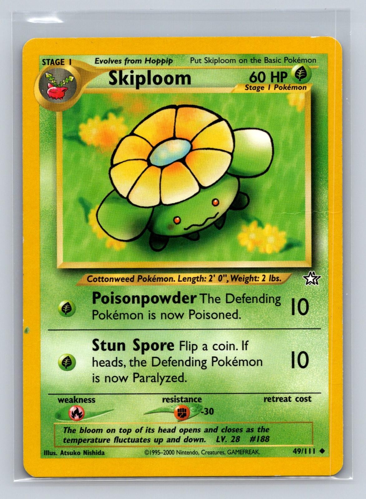 Skiploom 49/111 Uncommon Neo Genesis Pokemon Unlimited Damaged