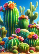 DIY Cactus Diamond Art Kit for Adults Beginners, Full Drill Cacti Desert Diamond