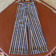 Vintage 1970s Womens or Juniors 23W Striped Bell Bottoms Mann Talon Flare Pants