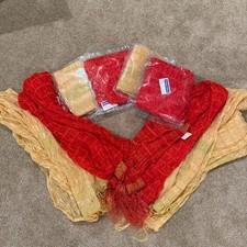 Lot of x8 Red Gold Metallic Indian Scarves