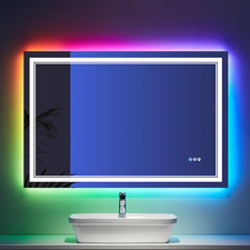48X32 Inch LED Lighted Bathroom Mirror,Rgb Color Changing LED Mirror for Bathroo