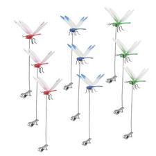 9 Pack Dragonfly Clip 3D Dragonfly Garden Stakes Decor,Fly Deterrent,Dragonfly