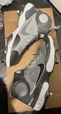 Nike Men's 13 Alpha Huarache Elite 3 Mid Grey Metal Baseball Cleats CK0745 010