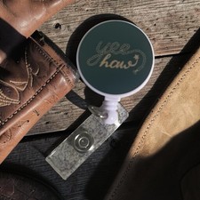 Green Yee Haw Badge Reel -  Retractable ID Ho...