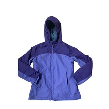 Lands End Kids Purple Grow-A-Long Fleece Lined Hooded Jacket Coat Size L 14