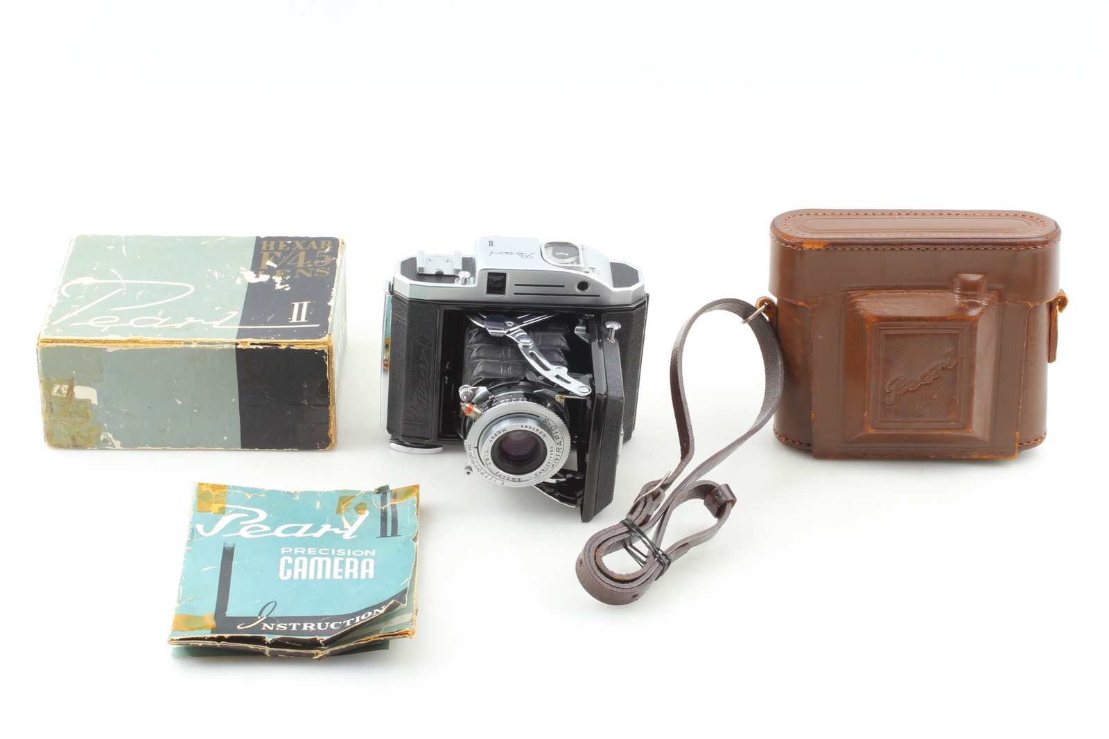 [MINT w/case]Konica Pearl II Rangefinder Film Camera Hexar 75mm f/4.5 From JAPAN