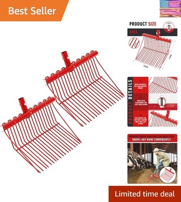 2 Pack Manure Fork Replacement Head Metal Pitchfork Horse Manure Rake Garden ...