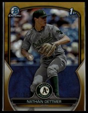 2023 Bowman Draft #BDC-146 Nathan Dettmer Chrome Gold Refractor #/50