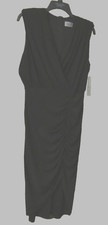Maxi Eliza J women wrap dress ruffle black 10 Hi-low Poly/spandex Lining NWT