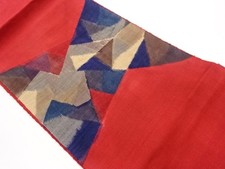 7721146: JAPANESE KIMONO JAPANESE NAGOYA OBI / TSUMUGI / WOVEN GEOMETRIC