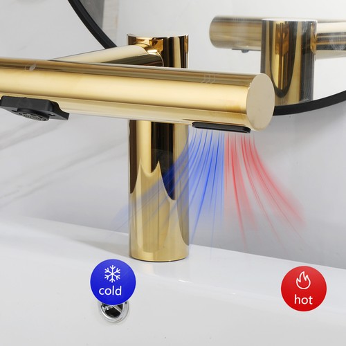 3 In 1 Touch Free Bathroom Sink Gold Faucet Hand Dryer+Soap Dispenser Mixer Tap - Picture 3 of 48