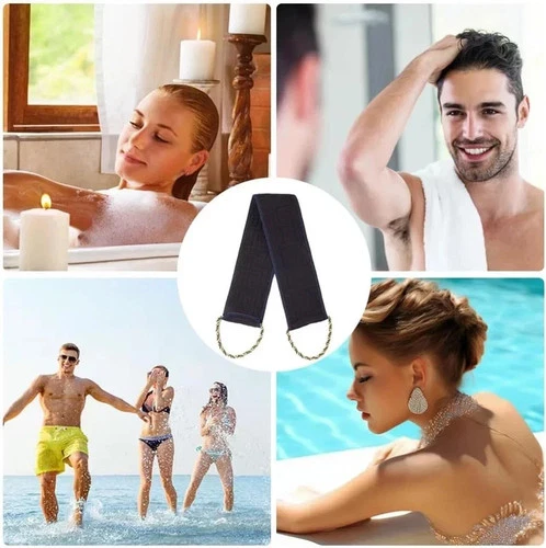 Exfoliating Back Scrubber Towel Strip Shower Bath Spa Skin Body Wash Cloth Soft - Picture 7 of 9