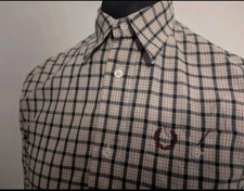 Camicia uomo Fred Perry manica lunga tartan taglia media ottime condizioni 