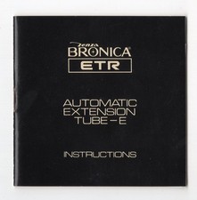 Zenza Bronica ETR Automatic Extension Tube-E E-14 E-28 E-42 1977 Instruction
