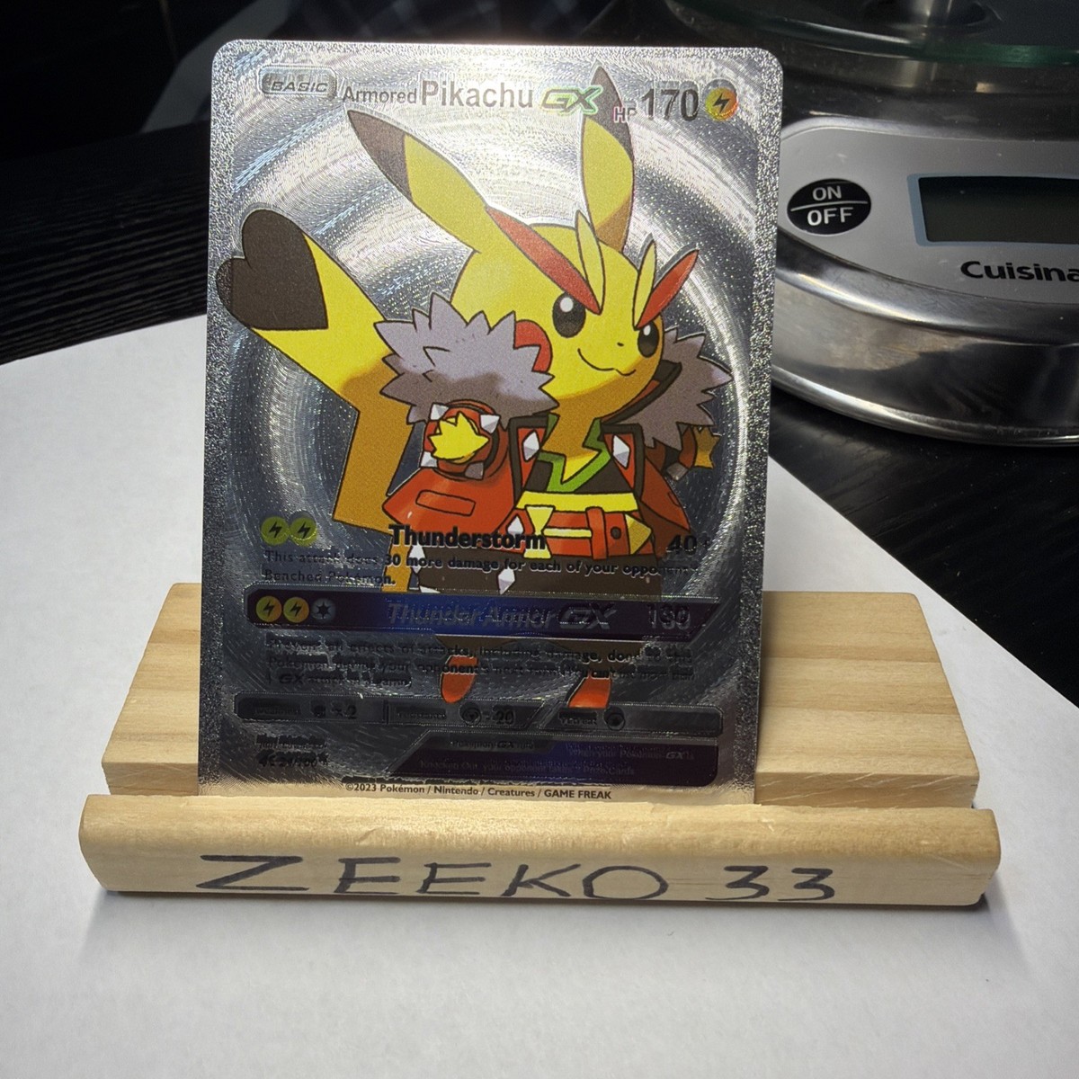 Armored Pikachu GX Silver Foil Fan Art Display Card Hp170