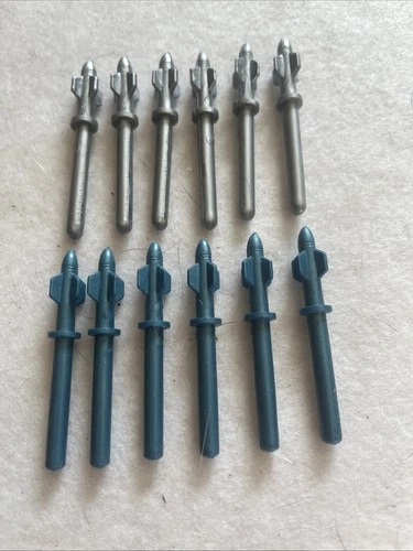 12 Original Vintage MARX ? Playset Projectiles.  6 Silver, 6 Blue.