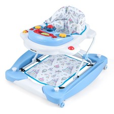 6 in 1 Baby Walker Foldable Baby Standing Toys w/ Wheels Padded Seat Music Tray