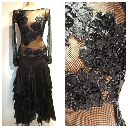 Ballroom Dance Dress / Paso Doble Dress with Swarovski Hematite Crystals