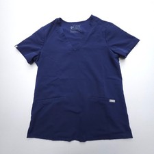 FIGS Casma Three Pocket Scrub Top Womens Small Blue Shirt Nursing Medical
