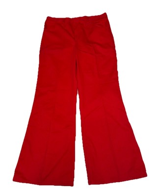 Size 15R Vintage Sears JR Bazaar Pants Boot Leg Red Hippie USA 70 s Cotton 32  W