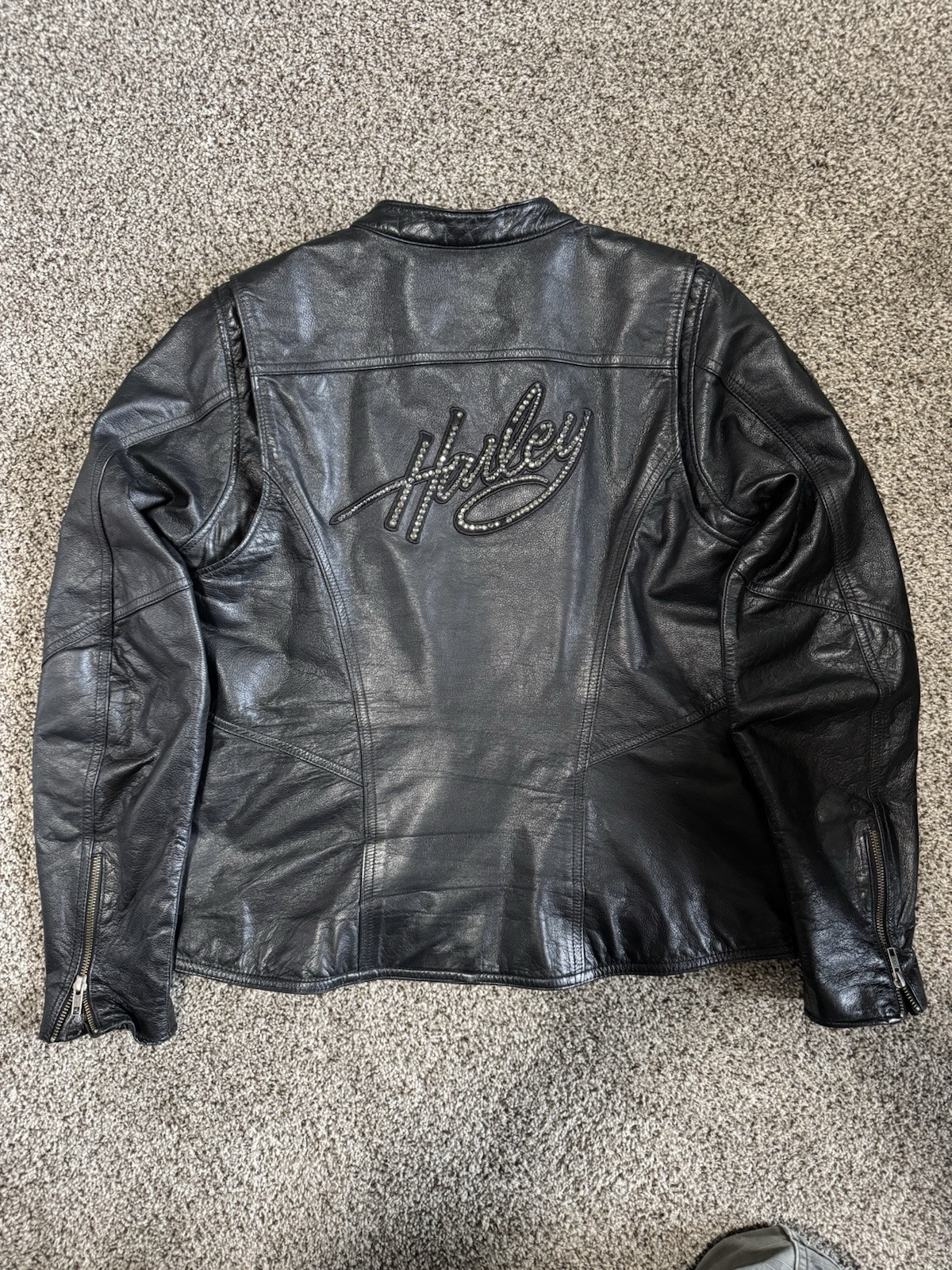 Harley Davidson Women's Rhinestone Black Leather Jacket Size L. 98199-11VW image 6