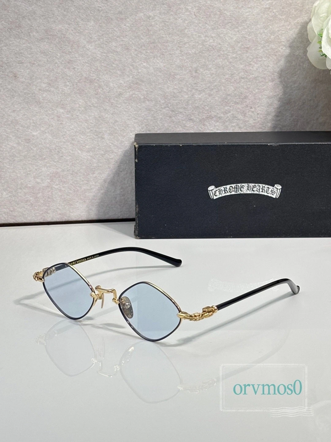 Chrome Hearts DIAMOND DOG Metal-Frame Casual Geometric Sunglasses 50 22-145