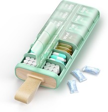Weekly AM PM Pill Organizer 7 Day 2x Daily Large Box w/ Handle Moisture-Proof