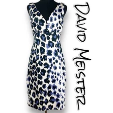 David Meister Bodycon Animal Print Dress Cocktail Party Office Womens Size 4