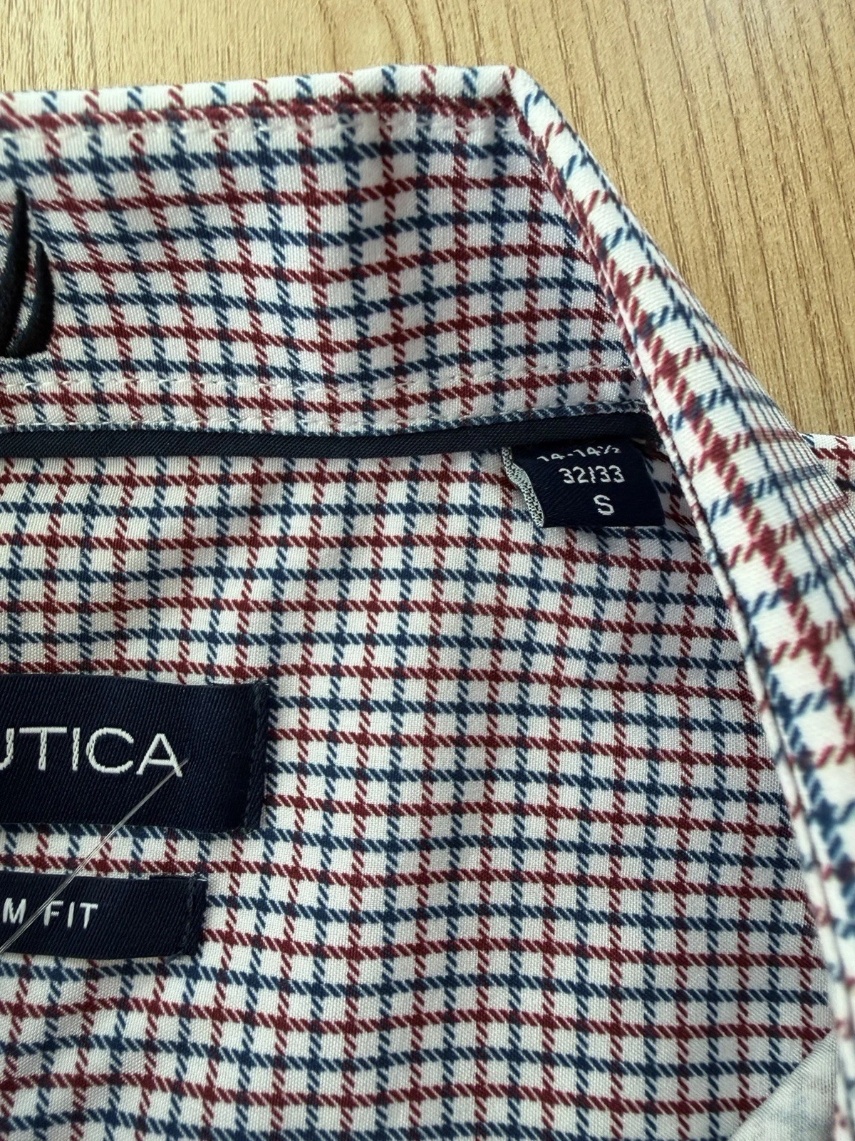 Nautica Men’s Small S Plaid Check Button Down Shirt Red Navy White NWT image 11
