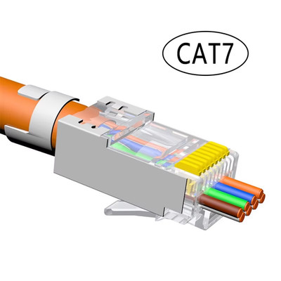 10Pcs Cat6A Cat7 Pass through Shielded RJ45 Connectors 8P8C Gold Plated Modular 