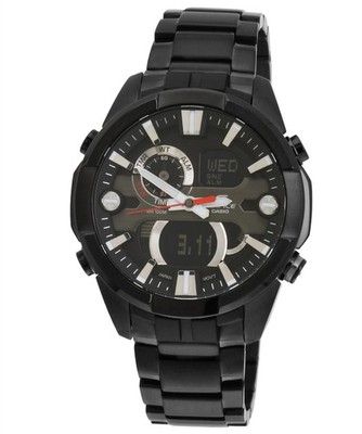 Casio Mens Edifice ERA-201BK-1A Thermometer Ana-Digi Watch World Time Multi