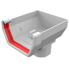 uPVC White Square Squareline Gutter Stopend Outlet - Freefoam Freeflow
