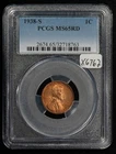 1938-S 1c Lincoln Wheat Small Cent - Red - PCGS MS 65 RD - SKU-X6762