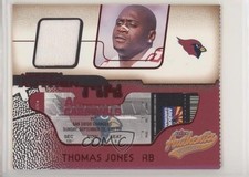 2002 Fleer Authentix Jersey Authentix Ripped Thomas Jones #JA-TJ nd3