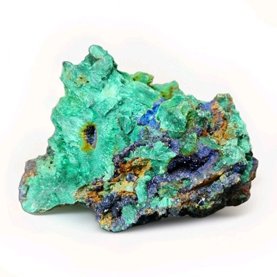 Malachite with Azurite Fibrous Velvet Cluster Copper Mineral Specimen - USA