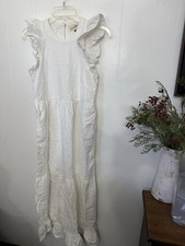 Universal Thread XS White Crepe Maxi Dress NWOT Pockets Cotton