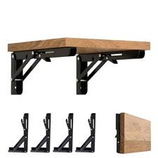 Folding Shelf Brackets 14 Inch - 4PCS Heavy Duty Metal Bracket Shelf, Wall Mo...