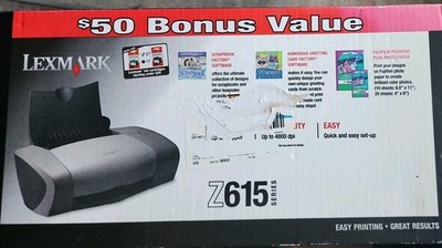 Lexmark Z615 Color Inkjet Printer NIB w/ extra software and Fujifilm Photo Paper