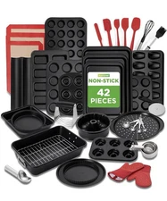 NutriChef 42-Piece Ultimate Nonstick Bakeware Set - Carbon Steel