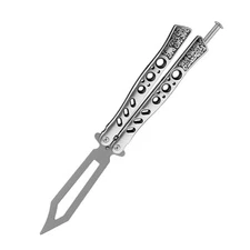 Practice BALISONG Stainless Steel BUTTERFLY Trainer Knife BLADE Tool Dull