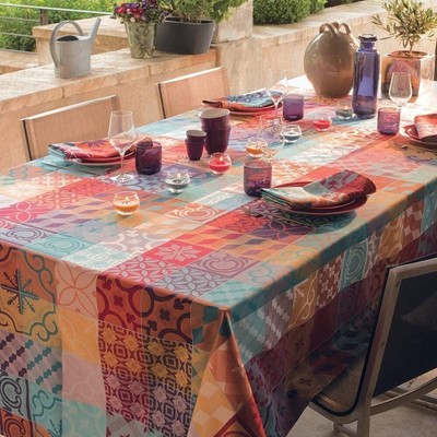 Garnier-Thiebaut Mille Tiles Multicolored Tablecloth 71'' x 118''