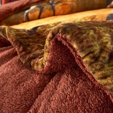 3-Piece Floral Printed Sherpa-Backing Reversible Comforter Horse Queen