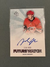 Jack Drury 2021-22 SP Authentic Future Watch Retro Rookie Auto /499 Hurricanes