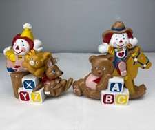 Vintage Burwood Wall Plaques ABC/XYZ Blocks Clowns Bears Rocking Horse D cor Set